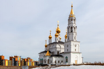 Domes and towers of an Orthodox Church in Russia