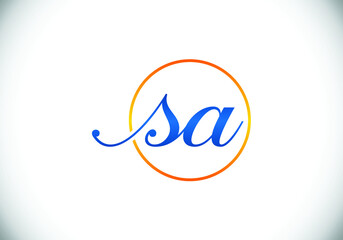 Initial Monogram Letter S A Logo Design Vector Template. S A Letter Logo Design