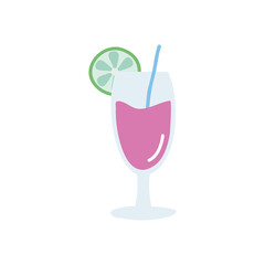 summer cocktail icon, flat style