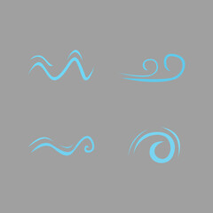 Blue waves, line art geometric art - logo purposes