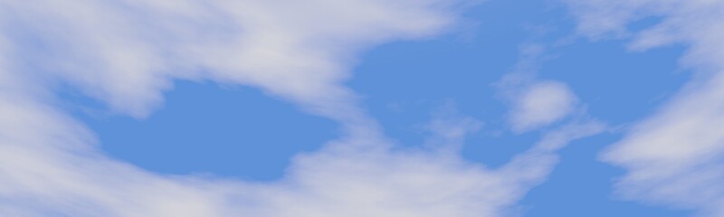 Blue sky clouds background . Beautiful landscape with clouds . Panorama of a blue sky with white clouds 3d render