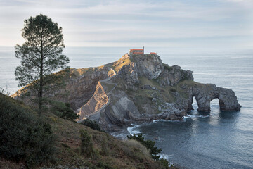 Fototapeta na wymiar views from the viewpoint of the hermitage of San Juan de Gaztelugatxe located on an islet in Bermeo, Biscay, Basque Country, Spain, Europe