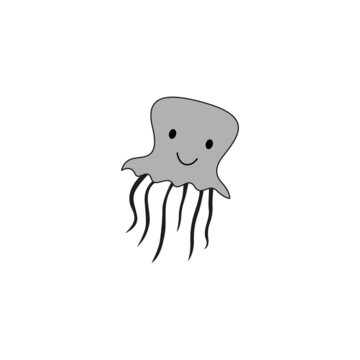 Cute little transparent Jellyfish, on white