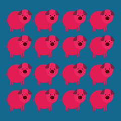 Colorful Pigs vintage background, pattern