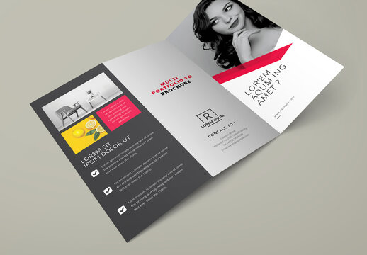 Corporate Trifold Brochure with Red Accents