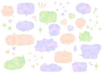 宝石やハート、キラキラが散りばめられた、可愛い軽やかな色の水彩ベクター風船素材のセット