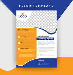 Digital Marketing Flyer Template With Yellow and Blue Color