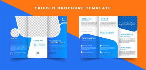Digital Marketing Trifold Brochure With Blue Color
