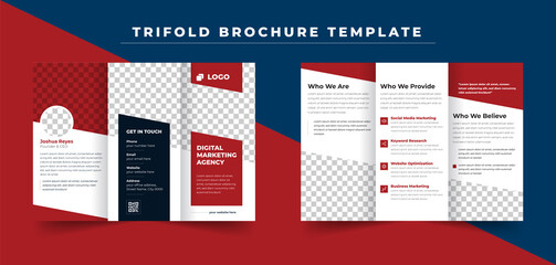 Digital Marketing Trifold Brochure With Red Color