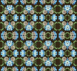 batik style seamless pattern. Hand drawn print. Ink textured japanese background. Modern batik wallpaper tile. Watercolor endless backdrop.