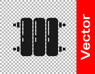 Black Heating radiator icon isolated on transparent background. Vector Illustration.