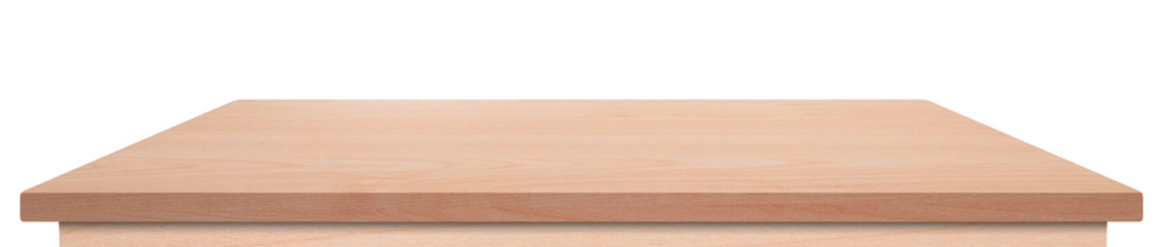 Empty table top made with planks on isolated white background die-cut with clipping parth for mock up your products