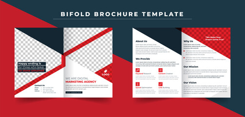 Digital Marketing Bifold Brochure With Red Color