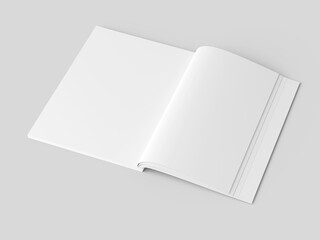 Open magazine with a glued binding. Vertical A4 format.