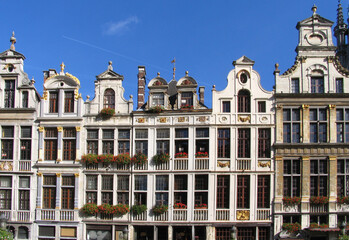 Fototapeta na wymiar Brussells, Belgium, the Gran Place in the centre of the city with beautiful buildings and facades all around