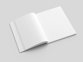 Open magazine with a glued binding. Vertical A4 format.