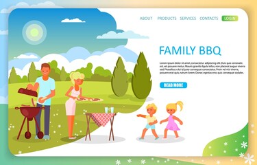 Family bbq landing page website vector template