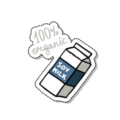 soy milk doodle icon, vector sticker illustration