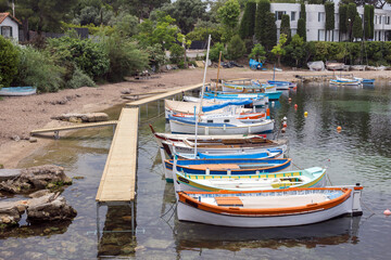 Fototapeta na wymiar Boats for hire at a marina near Nice 2018