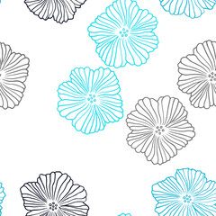 Dark BLUE vector seamless natural backdrop with flowers.