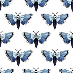 African deaths head hawkmoth seamless pattern, vector illustration