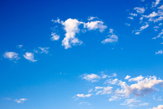 bright puffy clouds on the azure sky. wonderful nature background in summertime © Pellinni
