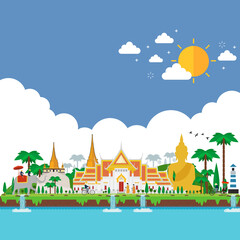 Travel to Thailand. Amazing attractions and culture. flat design