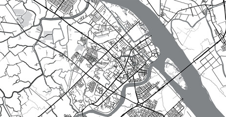 Urban vector city map of Can Tho, Vietnam