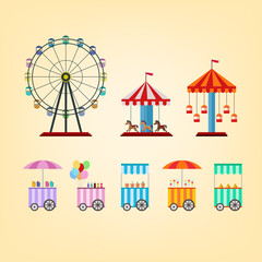 Cart and amusement park. Vector illustration