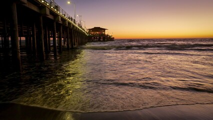 Sunset over pier in Venice Beach Los Angeles