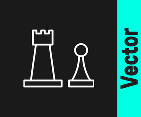 White line Chess icon isolated on black background. Business strategy. Game, management, finance. Vector Illustration.