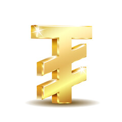 Mongolian tugrik currency symbol, golden money sign