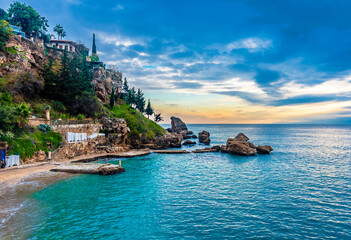 Mermerli Beach view from hill in Antalya City