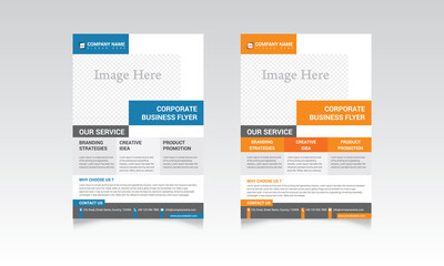 Business Flyer Design. Brochure Design. Leaflets a4 Template. Two types of color layout Vector illustration.