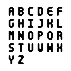 Black alphabet letters on white background