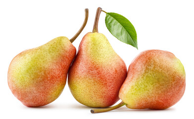 Close-up of delicious ripe pears, isolated on white background