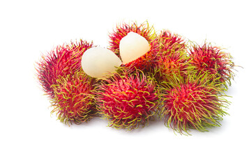 Rambutan sweet delicious fruit isolated on white background