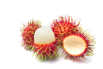 Rambutan sweet delicious fruit isolated on white background