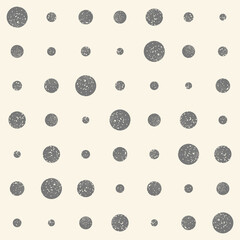 Grunge seamless pattern of circles of different sizes. Abstract monochrome background.