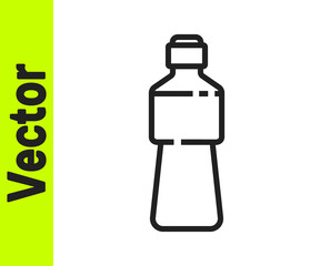 Black line Bottle of water icon isolated on white background. Soda aqua drink sign. Vector Illustration.