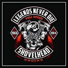 Foto op Plexiglas “ legends never die ” T-Shirt was created with  Adobe illustrator. Can be used for digital printing and screen printing © cereal killer