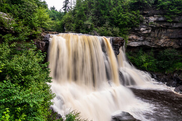 Naklejka premium This is a close up view of the beautiful Blackwater Falls in Blackwater Falls State Park in West Virginia.