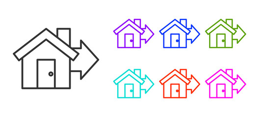 Black line Sale house icon isolated on white background. Buy house concept. Home loan concept, rent, buying a property. Set icons colorful. Vector Illustration.