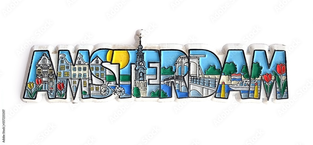 Wall mural Souvenir magnet from the Netherlands in the form of a decorative inscription 