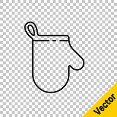 Black line Oven glove icon isolated on transparent background. Kitchen potholder sign. Cooking glove. Vector Illustration.