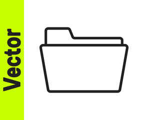 Black line Document folder icon isolated on white background. Accounting binder symbol. Bookkeeping management. Vector Illustration.