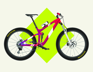 Obraz premium Mountain Bike downhill red and white vector