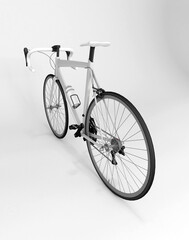 Fototapeta na wymiar 3D mock up render blank Bicycle back side view