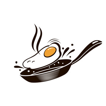 recommend clip art: cooking process of fried egg on pan isolated on white background