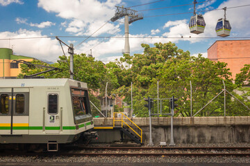 Medellín, Antioquia / Colombia. February 25, 2019. The Medellín metro is a massive rapid transit system that serves the city